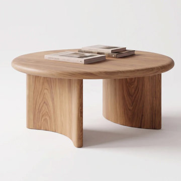 Soren Round Solid Oak Coffee Table — Sculptural Scandinavian Modern Living Room