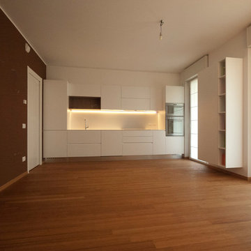 Open kitchen with bamboo flooring
