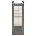 BarnDoorz - 4 Lite SDL 96" Door, 36"x96" - The 4 Lite SDL 96" Door in the BarnCraft collection is available in Mahogany wood with 27 different finishes - or unfinished. The 4 Lite SDL 96" Door all has 2 choices in size and 4 glass textures to choose from. All doors are 1.75" thick. Mahogany varies from rich golden to deep brown colors and has a straight to wavy, even grain that has a beautiful sheen when finished. Features: - Single-thickness tempered safety glass - Clear Glass - Flemish Glass - Rain Glass - Water Glass - 32" x 96", 36" x 96" - Mahogany Wood If you'd like to see the finishes in person before ordering a door, finish samples are available for purchase. Click here. *** Door ships out FedEx Freight. FedEx Freight delivers curbside. Fully built doors arrive in large box. Customers are responsible for transporting the door package from delivery truck to location. All BarnCraft Barn Doors are meant to be used in a sliding function only, and in interior applications.