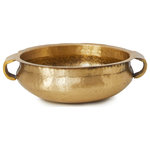 Serene Spaces Living - Gold Brass Hammered Metal Decorative Bowl, 3"x7.5" - Available in three sizes, this large, medium or small gold brass metal decorative bowl can be used for anything and everything around the home, which is what we love about it! These bowls can be used as accent in the corner of your living room or serve as a centerpiece in the middle of your mantel or table. The handles on the sides allow for this bowl to also be more useful around the house, should you choose to use it as such. Use it as a classy fruit holder or even as a serving dish for a more traditional, classy and cultural look to your kitchen.