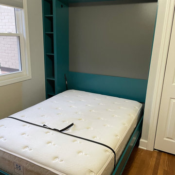 Custom Built Vertical Full Size Murphy Bed with Side Shelving