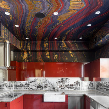 Dramatic Kitchen Geode Ceiling Mural