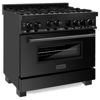 ZLINE 36" 4.6 cu. ft. Range With Gas Stove and Gas Oven, Black Stainless Steel