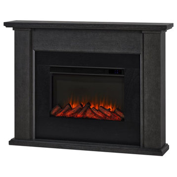 Real Flame Tejon 52" Slim Solid Wood and Glass Electric Fireplace in Gray Finish