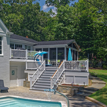 Deck and Screened Porch Featured Reclaimed Wood Ceiling