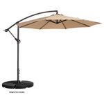 Villacera - Villacera 10' Patio Umbrella With 8 Steel Ribs Aluminum Pole Vertical Tilt Beige - Create a cool and comfortable spot to entertain guests under an attractive piece of outdoor decor that also provides quality sun protection with this 10  Offset Patio Umbrella, by Villacera. The easy to use hand-crank opens and closes the umbrella in seconds to block sunlight so you can relax in the shade during hot summer days. The convenient handle allows you to adjust the vertical tilt of the 10-foot canopy in 5 positions, providing UV protection where ever the sun is shining.  In addition, this umbrella includes a stable cross base and is made with durable steel for superior value while enduring heat, wind, and rain!  Simply crank the umbrella closed when not in use and use the built-in strap to secure it to the pole.
