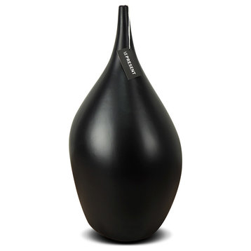 Dame Ceramic Vase in Black Matte 15.5"H