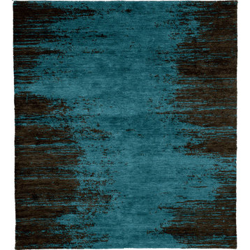 Manaus Dusk Mohair Hand Knotted Tibetan Rug, 6' Square