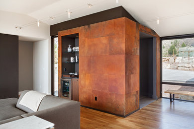 Example of a minimalist home bar design in Denver