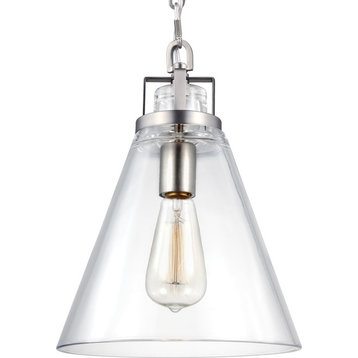 Frontage 1-Light Pendant, Satin Nickel, Clear