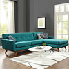 Engage Right-Facing Upholstered Fabric Sectional Sofa, Teal