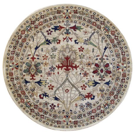 EORC Ivory Hand-Tufted Wool Morris Rug 7'9 Round
