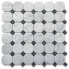 Tumbled Carrara Marble Octagon Mosaic Tile 2" Non Slip Vintage Shower, 1 sheet