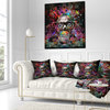 Colorful Human Skull With Glasses Abstract Throw Pillow, 18"x18"