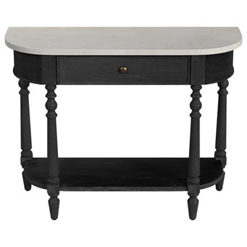 Danielle Marble Console Table, Washed Black
