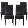 GDF Studio Percival T-stitched Chocolate Brown Leather Dining Chairs, Midnight + Espresso, Set of 4