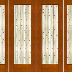 Prehung Prehung Double 2-1/4" Thick Mahogany Doors Sidelites Art Glass Iron Work - Front Doors