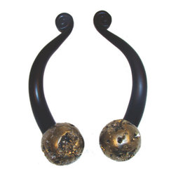 Myterra Gemstone Hardware - Gemstone 4" Cabinet Pull, Pyrite Sphere - Cabinet And Drawer Handle Pulls