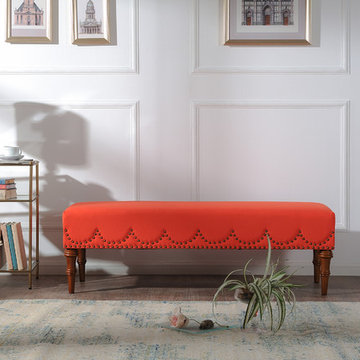 Bentley Entryway Bench, Orange