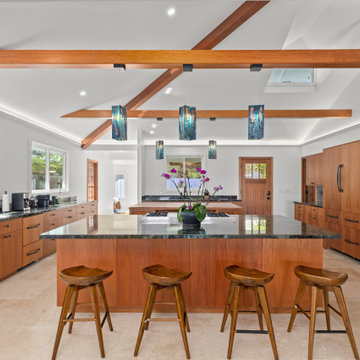 Luxury Hawaiian Kitchen with Three Islands and Vaulted Ceilings