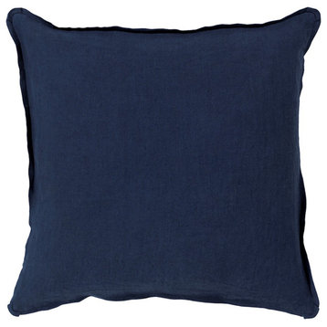 Solid by Surya Poly Fill Pillow, Navy, 18' x 18'