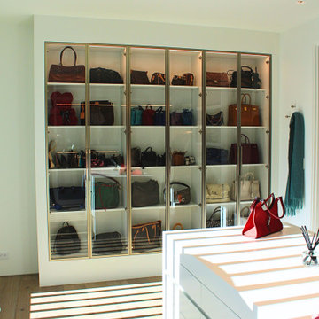 Primary Dressing Room with Glass Display Cabinetry