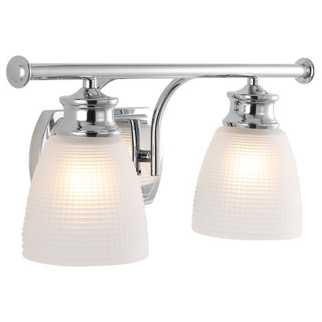 Beverly Metal/Glass Contemporary Modern LED Vanity Light, 2-Light