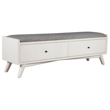 Benzara BM220519 Fabric Bedroom Bench with 2 Storage Drawers, Brown/Gray