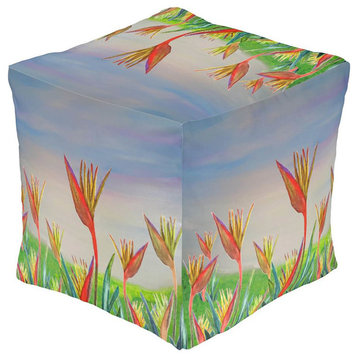 Floral ottomans from my art., Bird of Paradise