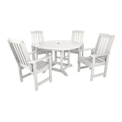 Highwood USA - Lehigh 5-Piece Round Dining Set, White - Outdoor Dining Sets