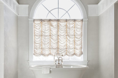 Claw-foot bathtub - traditional master mosaic tile floor and white floor claw-foot bathtub idea in Other with gray walls