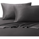 Royal Tradition - Bamboo Cotton Blend Silky Hybrid Sheet Set, Charcoal, Queen - Experience one of the most luxurious night's sleep with this bamboo-cotton blended sheet set. This excellent 300 thread count sheets are made of 60-Percent bamboo and 40-percent cotton. The combination of bamboo and cotton in the making of the sheets allows for a durable, breathable, and divinely soft feel to the touch sheets. The sateen weave gives these bamboo-cotton blend sheets a silky shine and softness. Possessing ideal temperature regulating properties which makes them the best choice for feel cool in summer and warm in winter. The colors are contemporary, with a new and updated selection of neutral tones. Sizing is generous and our fitted sheets will suit today's thicker mattresses.
