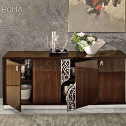 Roma 4-Door Buffet in Walnut - Buffets And Sideboards