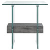 Leya Accent Table Glass/Black Oak Shelf