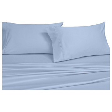 100% Cotton Percale Pillowcases, Set of 2, 300 Thread Count, Blue, Standard