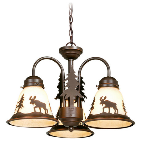 Yellowstone 3-Light LED Moose Fan Kit or Chandelier, Dual Mount Burnished Bronze