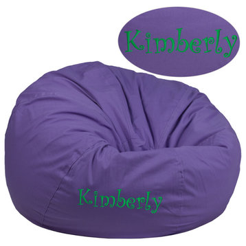 Personalized Oversized Solid Purple Bean Bag Chair for Kids and Adults