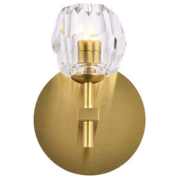 1 Light 8" Tall Gold LED Crystal Wall Sconce