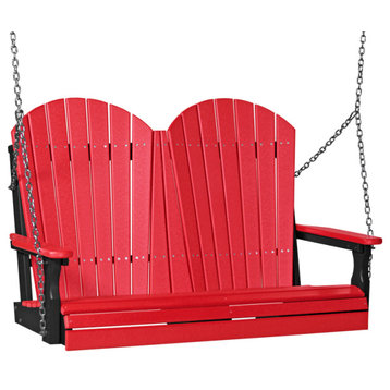 Poly Adirondack Porch Swing, Red & Black, 4 Foot
