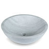 Volakas White Marble with Gray Veining, Round Bathroom Vessel Sink 17"