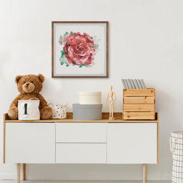 "Red Rose Smudge" Framed Painting Print