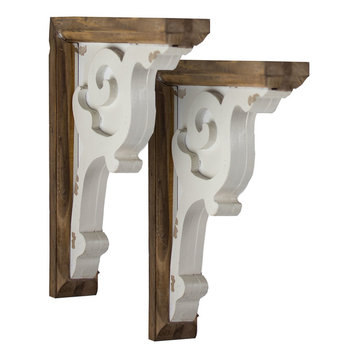 Wooden Corbel Shelf Brackets, Set of 2