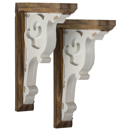 Wooden Corbel Shelf Brackets, Set of 2