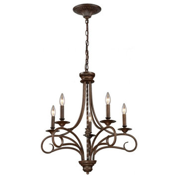 Traditional Cottage Five Light Chandelier in Antique Bronze Finish - Chandelier