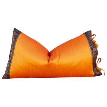 Sienna Large Festive Indian Silk Queen Lumbar Pillow Cover
