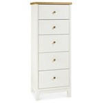 Bentley Designs - Atlanta 2-Tone Painted Furniture 5-Drawer Tallboy Chest - Atlanta Two Tone 5 Drawer Tallboy Chest features simple clean lines and a timeless style. The range is available in two tone, white painted or natural oak options, to suit any taste. Also manufactured with intricate craftsmanship to the highest standards so you know you are getting a quality product.