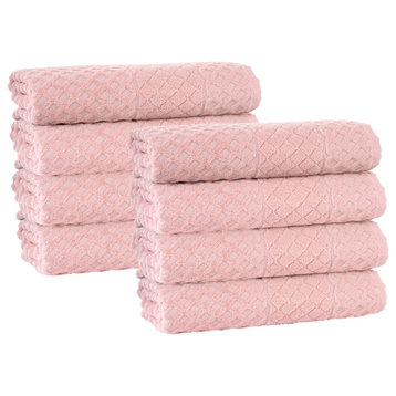 Glossy Turkish Cotton 8-Piece Hand Towel Set, Peach