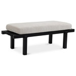 Meridian Furniture - Naya Chenille Fabric Upholstered Bench, Cream, Black Finish - Give any room a beautiful extra seat with this Naya chenille fabric bench. Perfect for positioning at the end of a bed or in a dressing area, this pretty bench also makes a welcome addition to a mudroom or foyer, giving you and yours a spot to sit while you put on shoes or pull off boots. It's made from solid wood for sturdy durability and given a rich black finish for added aesthetics. Take a load off on the generously padded cushion in a neutral soft cream color to match all your decor.