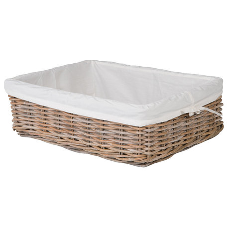 Kobo Rattan Shelf and Underbed Basket, Gray-Brown, 21"x26"x8.5"