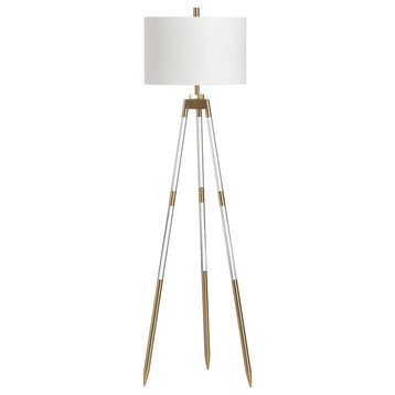 Moxie Clear Acrylic and Metal Table Lamp, Cali 62" Lucite and Metal Floor Lamp